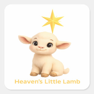 Sticker Carré Premier Noël Religieux Cieux Petit Agneau avec