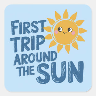Sticker Carré Premier voyage autour du soleil Anniversaire - 1er