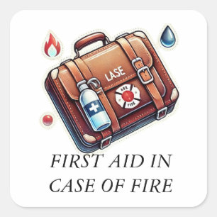 STICKER CARRÉ PREMIÈRE AIDE EN COQUE D'INCENDIE
