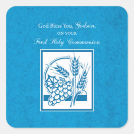 Sticker Carré Première communion de Godson, blé, raisins bleu