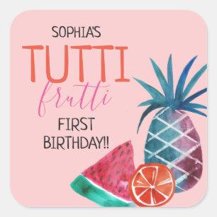 Sticker Carré Première fête d'anniversaire de Tutti Frutti