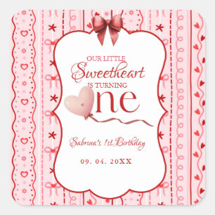 Sticker Carré Première Saint-Valentin d'anniversaire de bébé fêt