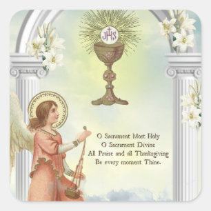 Sticker Carré Première Sainte Communion Ange Eucharistie