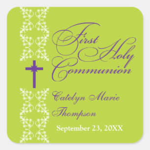 Sticker Carré Première sainte communion de chaux baroque de