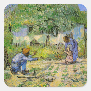 Sticker Carré Premiers Pas (d'après Millet) de Vincent van Gogh