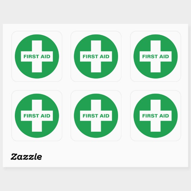 Sticker Carré Premiers soins (Croix Blanche) - Ambulance, aide,  (Feuille)