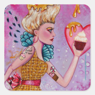 Sticker Carré Prenez le petit gâteau et la course