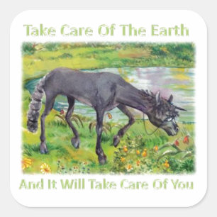 Sticker Carré Prenez Soin De L'Autocollant Earth Iown