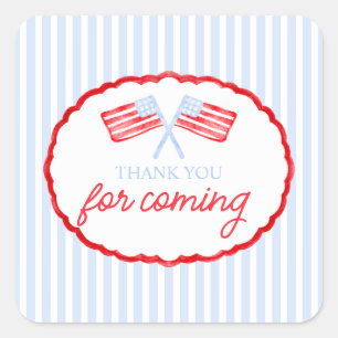 Sticker Carré Preppy Boys Red White & Two Patriotic Birthday