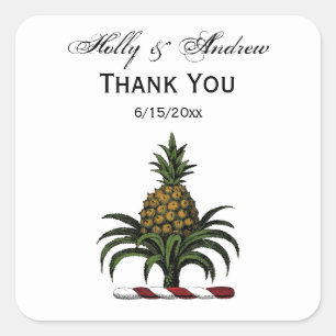 Sticker Carré Préppy Heraldic Crest couleur ananas RWT