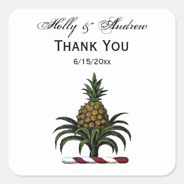 Sticker Carré Préppy Heraldic Crest couleur ananas RWT (Devant)