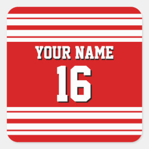 Sticker Carré Preppy Sporty Red avec White Stripes Team Jersey