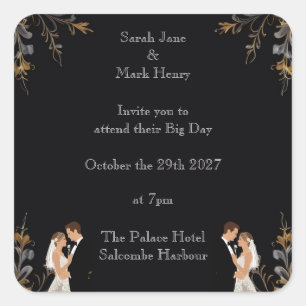 Sticker Carré Présentation du Mariage d'invitation que vous pouv