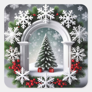 Sticker Carré Présentation festive de Noël en vitrine
