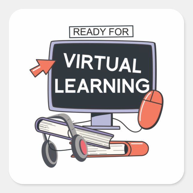 Sticker Carré Prêt pour l'apprentissage virtuel (Devant)