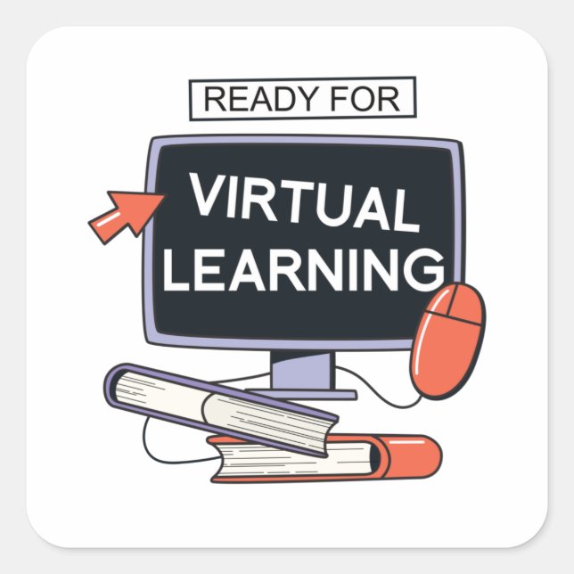 Sticker Carré Prêt pour l'apprentissage virtuel (Devant)