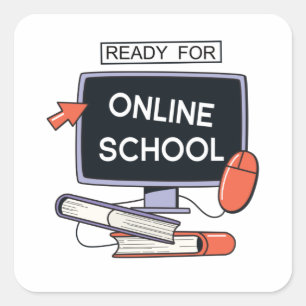 Sticker Carré Prêt pour l'école en ligne