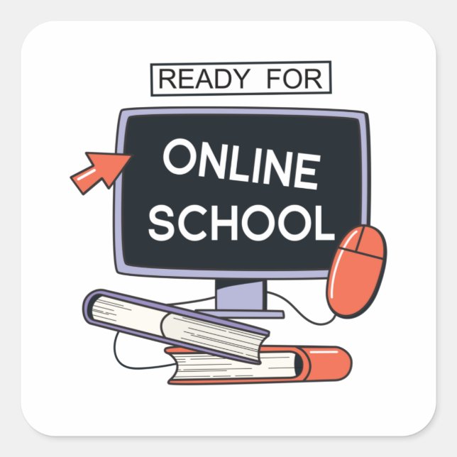 Sticker Carré Prêt pour l'école en ligne (Devant)