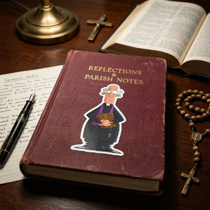 Sticker Carré Prêtre tenant la Bible IFunny Caractère du clergé