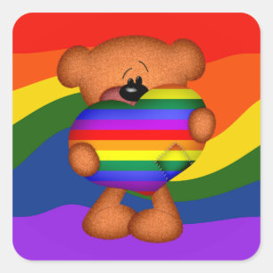 Sticker Carré Pride Coeur Teddy Ours
