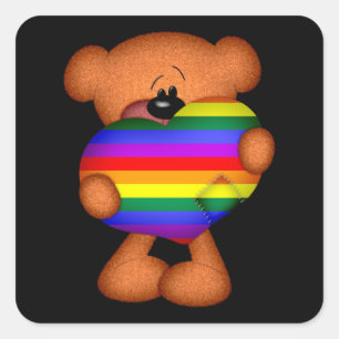 Sticker Carré Pride Coeur Teddy Ours