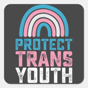 Sticker Carré Pride LGBT Protéger les jeunes transgenres transge
