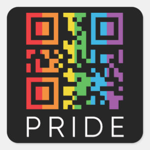 Sticker Carré Pride Rainbow QR Code LGBTQIA+