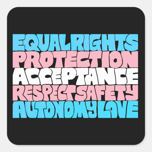Sticker Carré PRIDE Trans droits mot art drapeau LGBT offre cade (Devant)