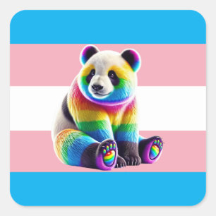 Sticker Carré Pride transgenre Flag with Rainbow Panda