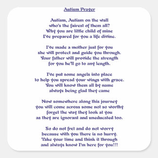 Sticker Carré Prière d'autisme