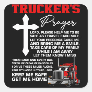 Sticker Carré Prière des camionneurs Gardez-moi en sécurité Chau