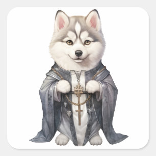 Sticker Carré Priest King Siberian Husky Dog