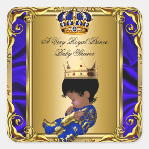 Sticker Carré Prince Royal Blue Baby shower Regal Gold Boy