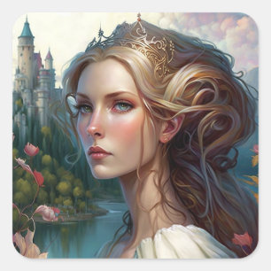 Sticker Carré Princess Castle Imaginaire Art