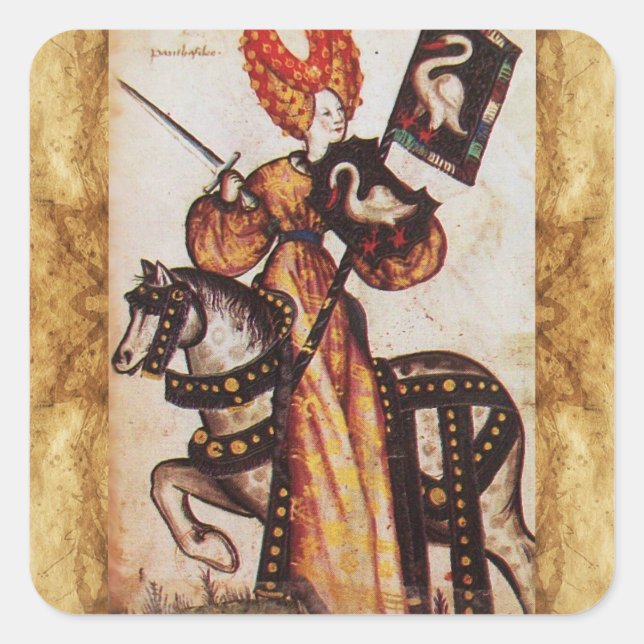 Sticker Carré PRINCESS PENTHESILEA COMME CHEVALIER MÉDIÉVAL Hera (Devant)