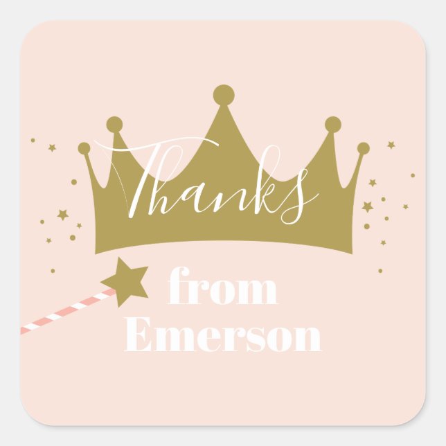 Sticker Carré Princesse anniversaire de enfant (Devant)
