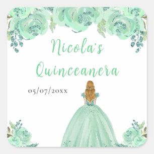 Sticker Carré Princesse aux Cheveux Blonds Fleur de Menthe Quinc