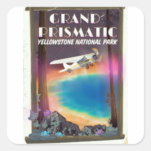 Sticker Carré Prismatique grand, parc national de Yellowstone,