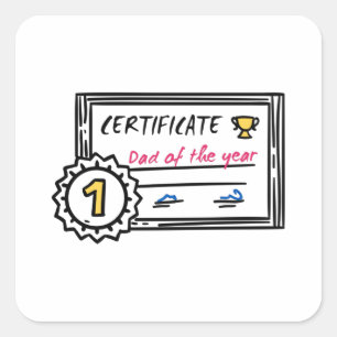 Sticker Carré Prix de fête des pères du certificat papa de l'ann