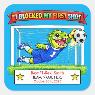 Sticker Carré Prix personnalisé de premier tir bloqué au soccer