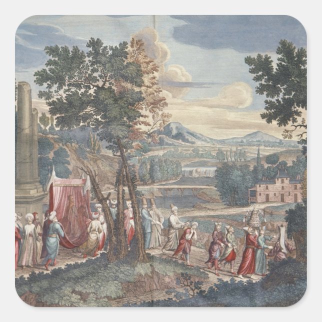 Sticker Carré Procession du mariage turc, 1712-13 (Devant)