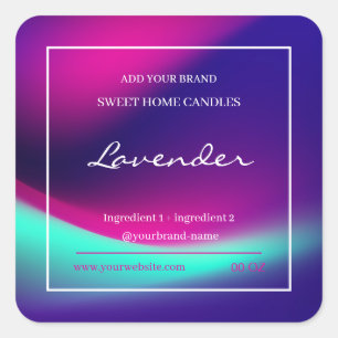 Sticker Carré Produit d'ingrédients de lavande holographique sim