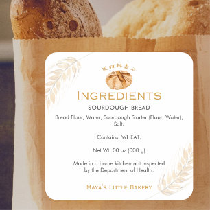 Sticker Carré Produit Ingrédient Pain Blé au Levain