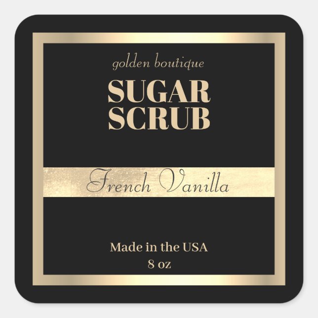 Sticker Carré Produit Spa chic Black Gold (Devant)