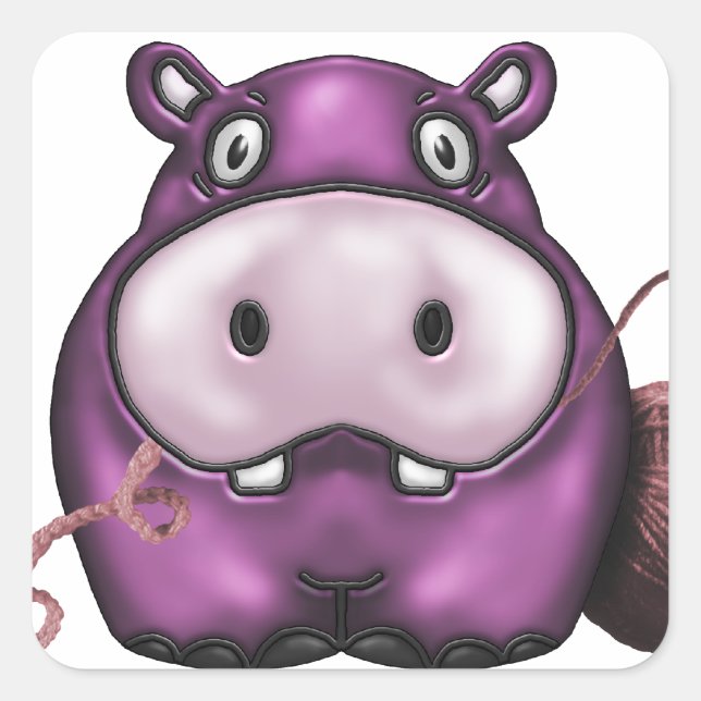 Sticker Carré produits hippo heureux (Devant)