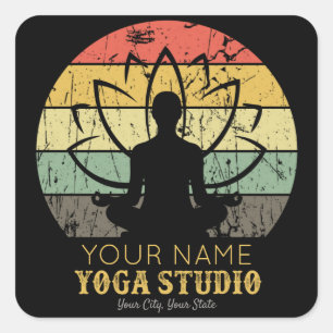 Sticker Carré Professeur de Fitness Yoga Studio Personnalisé Gur
