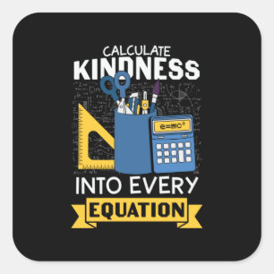Sticker Carré Professeur de mathématiques Calculer la gentilless