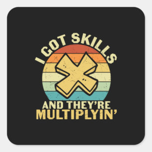 Sticker Carré Professeur de mathématiques J'ai des compétences