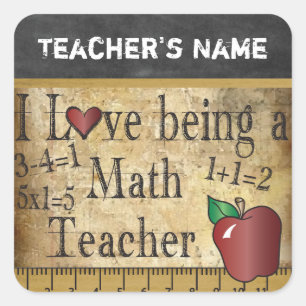 Sticker Carré Professeur de mathématiques 👩 ‍ 🏫 - Vinta