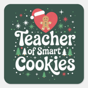 Sticker Carré Professeur de Noël de cookies intelligents